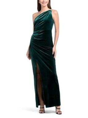 ADRIANNA PAPELL One Shoulder Velvet Column Gown